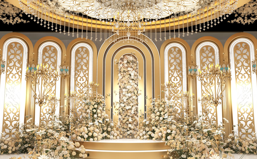 米东香槟色调婚礼堂效果展示